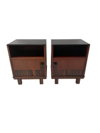 Art Deco Nightstands by Max Coini, Solid Walnut, Dutch Design, 1920s